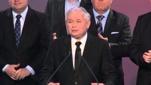 Prezes PiS Jarosław Kaczyński komentuje wyniki wyborów do PE