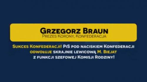 Braun mocno o odwołaniu Magdaleny Biejat (lewica)