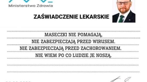 Zaświadczenie lekarskie od Szumowskiego