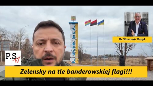 Zelensky na tle banderowskiej flagi!